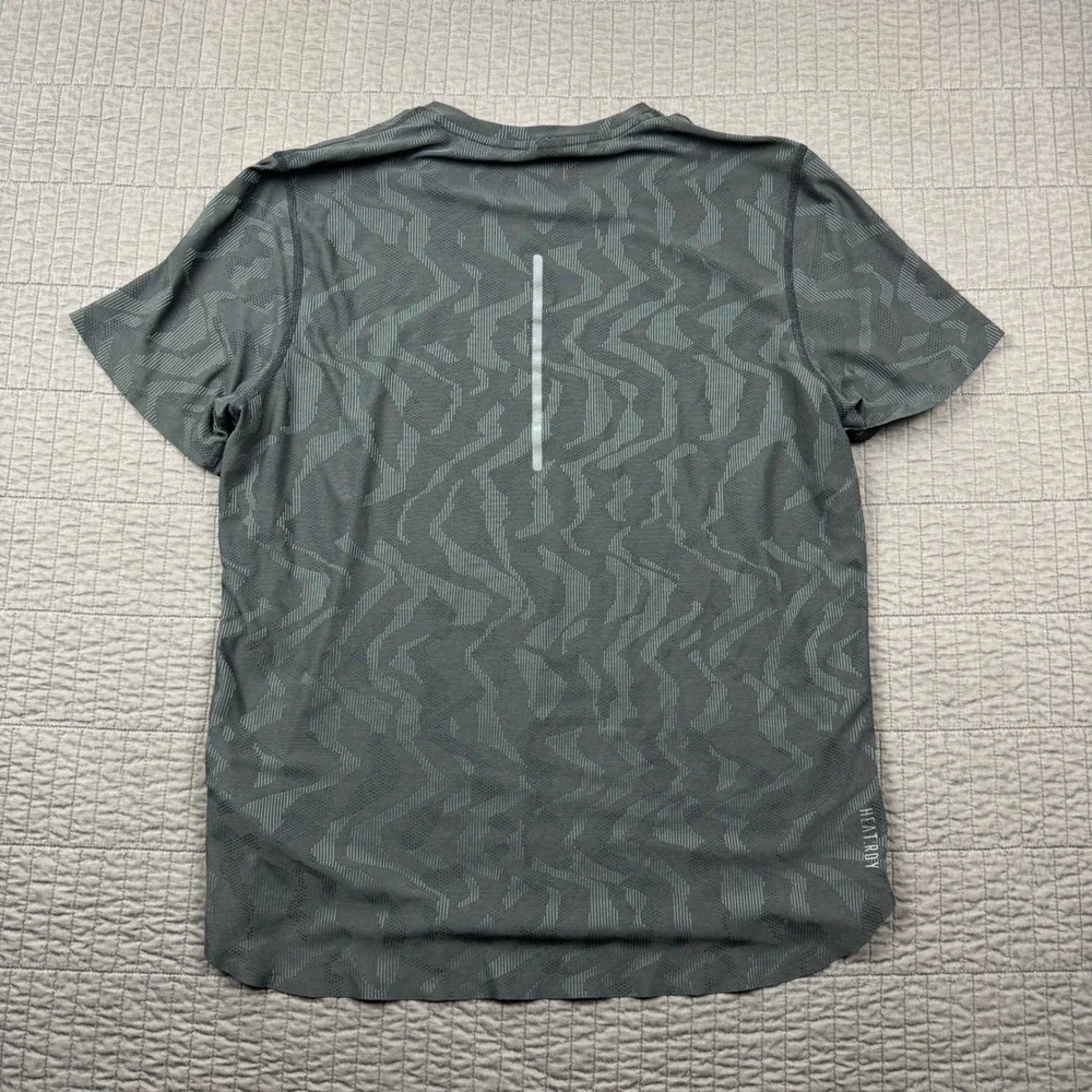 Adidas Mens Large T Shirt Running HEAT.RDY Gray Geometric Short Sleeve Training